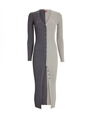 STAUD Shoko Color Blocked Cardigan Sweater Dress XS